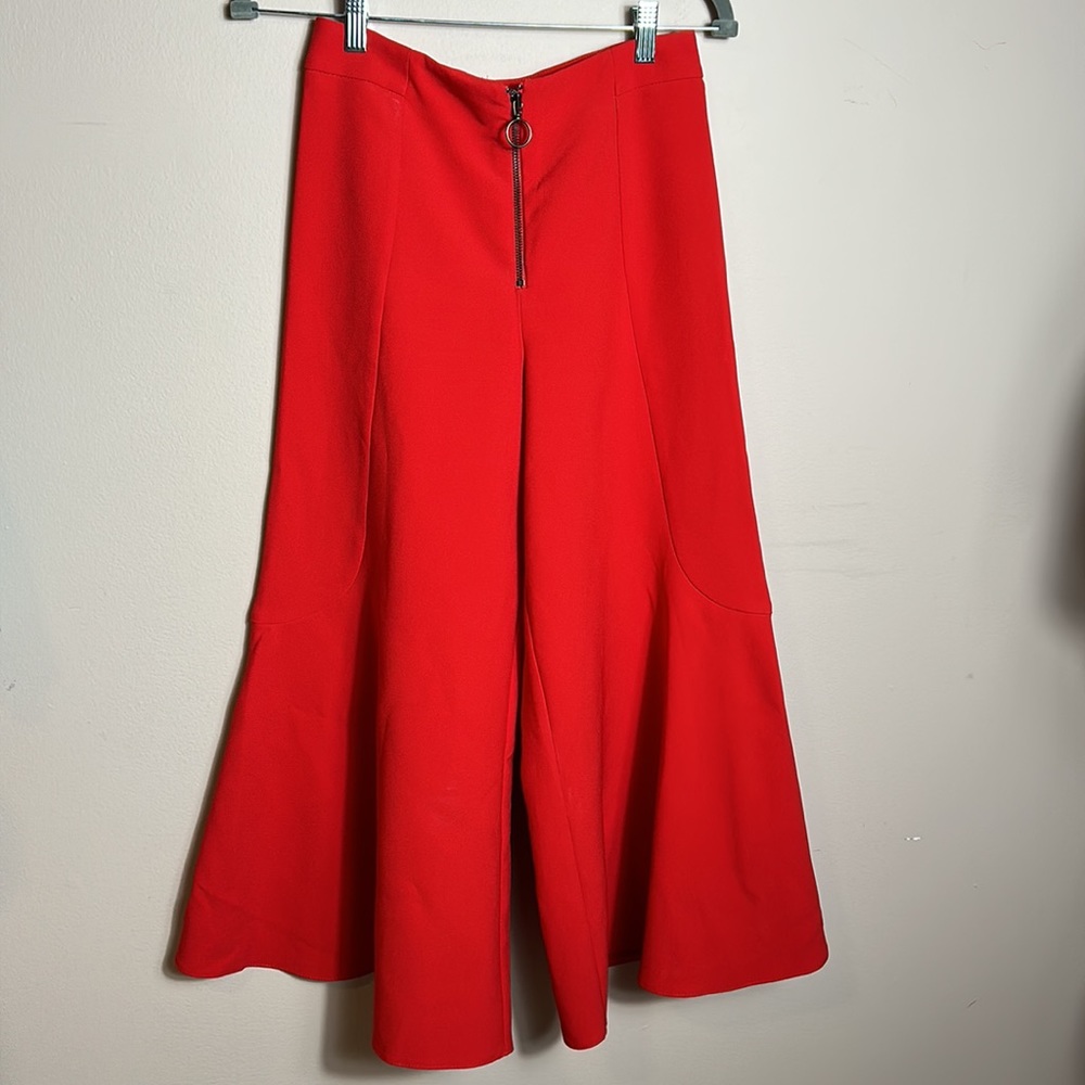Topshop Red Wide Leg Flare Pants size 4 - Picture 2 of 9
